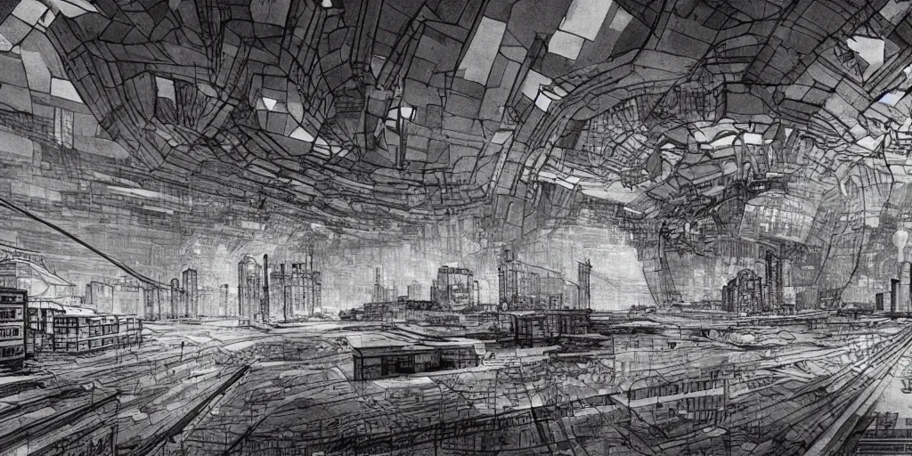 Prompt: postapocaliptic soviet city by tsutomu nihei, nuar, an infinite number of soviet buildings