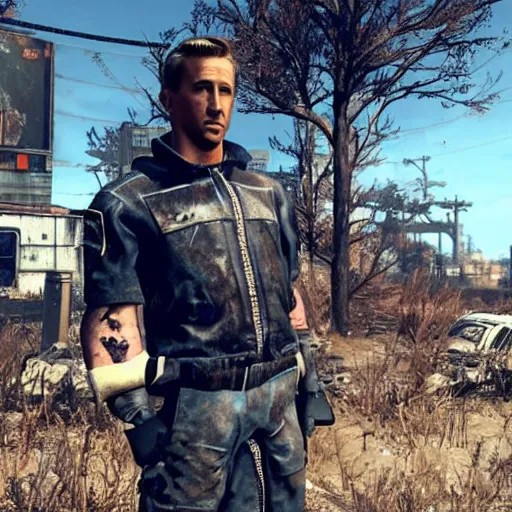 Image similar to ryan gosling in fallout 4 in power armor