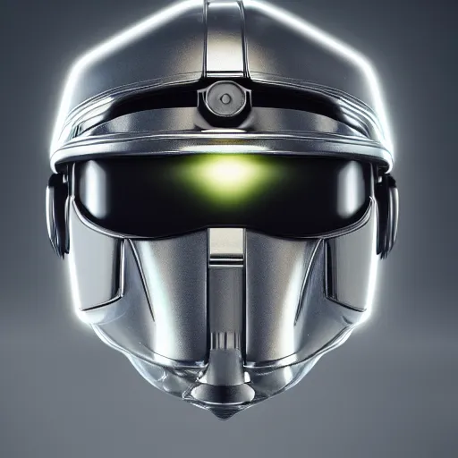 Prompt: sci - fi helmet with metal plates, aerodynamic shapes, and glass visor, hyper - detailed, close up shot, unreal engine, octane, studio light, commercial shot, hdr, focusing