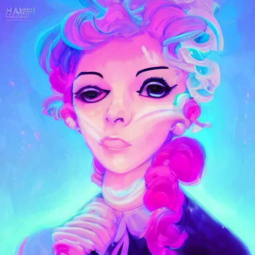 Image similar to the cotton candy kiss of transcendental bliss, 🍭🍬 in the style of pascal blanche from artstation, digital art