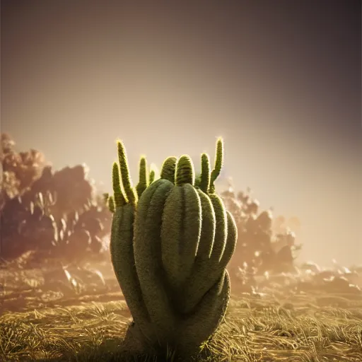 Image similar to photorealistic shot of cactus Groot, octane render, unreal engine 4k, volumetric light, fog, detailed,