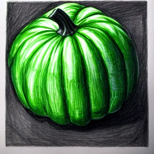 Prompt: drawing of a green pumpkin