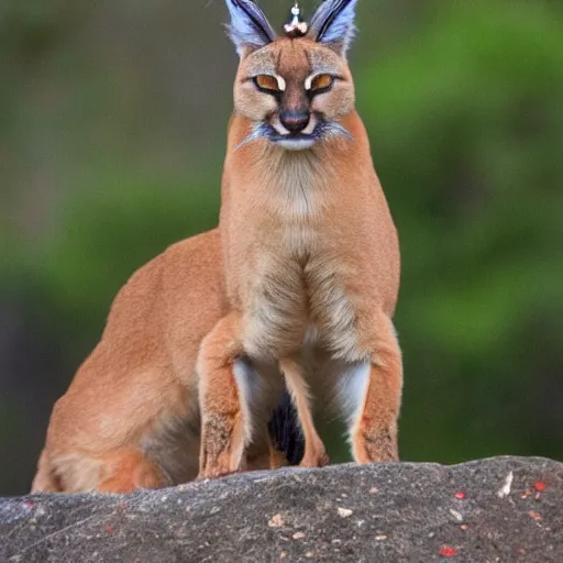 Image similar to caracal with crown on his head