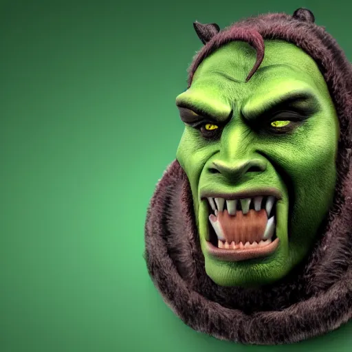 Image similar to a orc in a green screen portrait