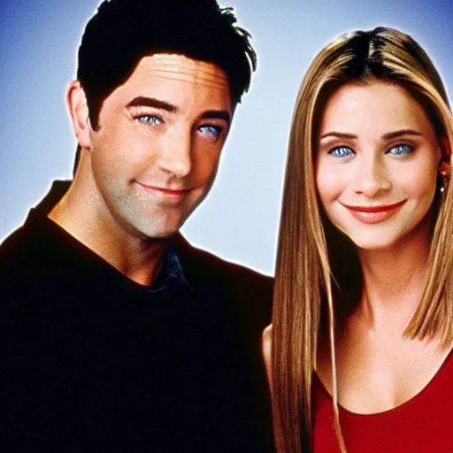 Image similar to ross and rachel from friends tv show, blended together as one person