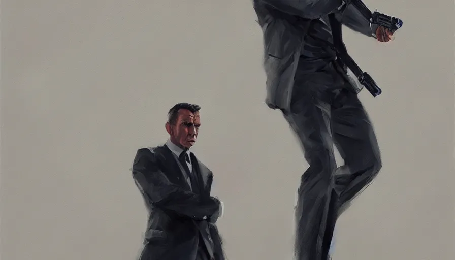 Image similar to concept art of james bond, cinematic shot, oil painting by jama jurabaev, extremely detailed, brush hard, artstation, high quality, brush stroke