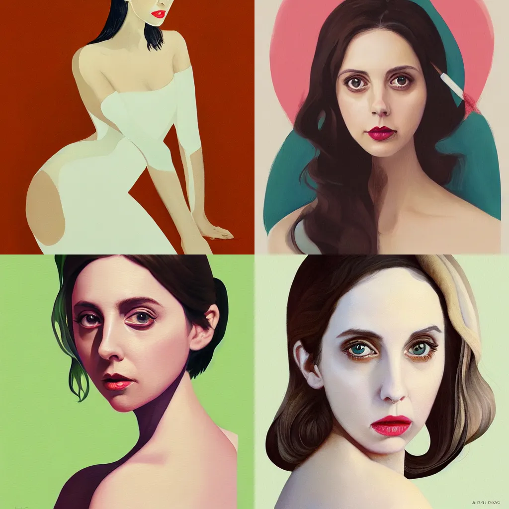 Prompt: painting of alison brie by hsiao - ron cheng
