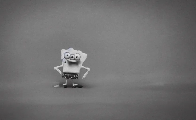 Image similar to SpongeBob, bikini bottom, photo quality, trending on art station, blur, unfocus, monochrome, 35mm