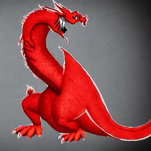 Prompt: Illustration of a plushie red dragon