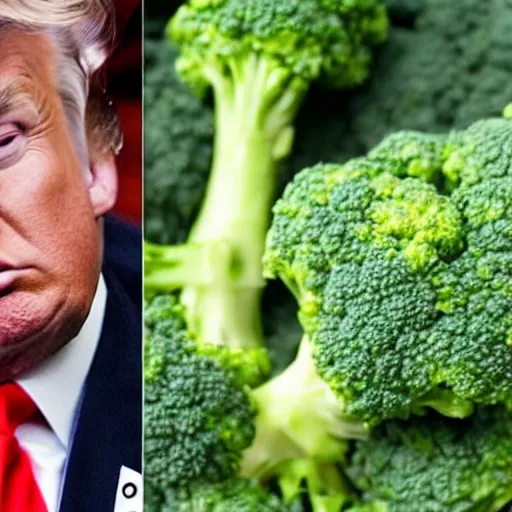 Image similar to Donald Trump as a head of broccoli complaining about the weather