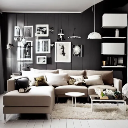 Prompt: a modern room full of ikea furnitures, intricate, elegant, highly detailed, stylish