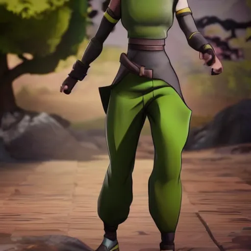 Image similar to toph beifong in fortnite, character render, full body shot, highly detailed, in game render