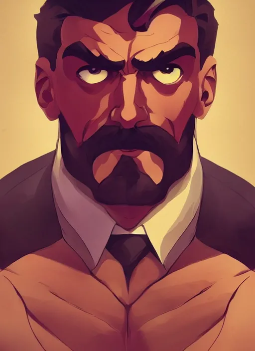 Prompt: Muscular Friedrich Nietzsche with a chiseled Jawline and serious Look in suit, in the Style of Artgerm and Charlie Bowater and Atey Ghailan and Mike Mignola, vibrant colors and hard shadows and strong rim light, Comic Cover Art, plain background, trending on artstation