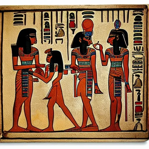 Image similar to highly detailed ancient Egyptian art with people drinking and serving coffee