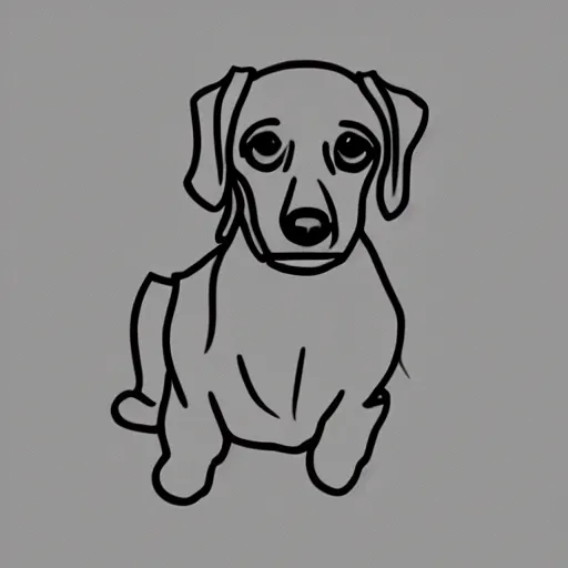 Image similar to very simple line art outline of dachshund