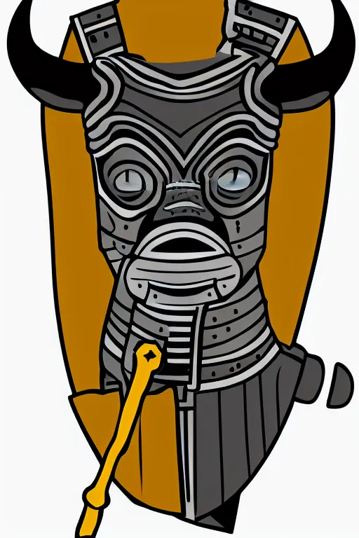 Image similar to Portrait of a bull in a medieval armor, knight, medieval, sticker, colorful, illustration, highly detailed, simple, smooth and clean vector curves, no jagged lines, vector art, smooth