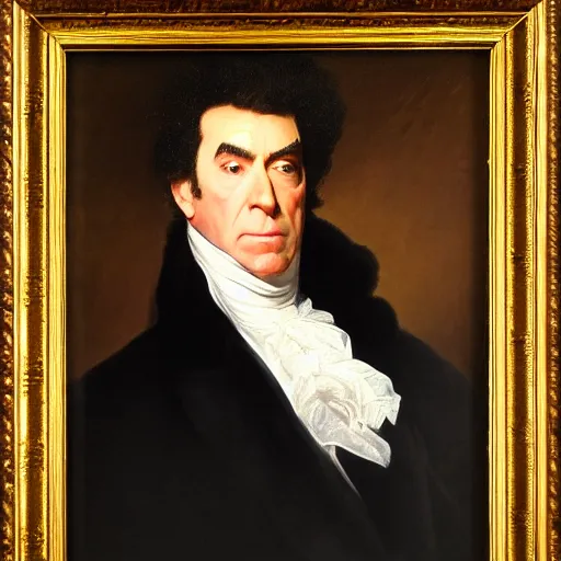 Image similar to cosmo kramer, portrait by gilbert stuart