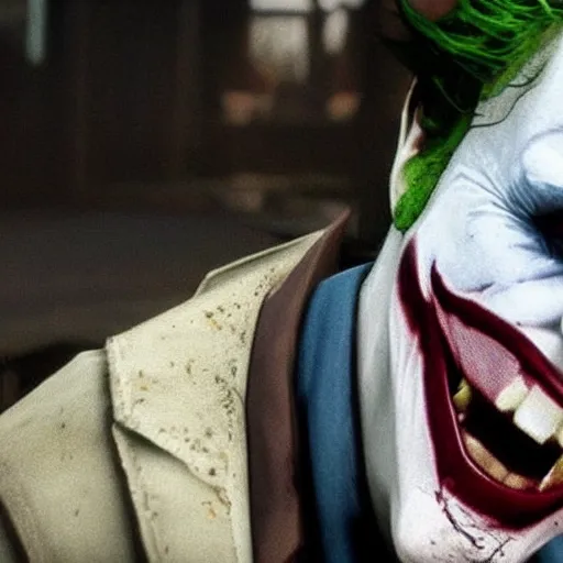 Prompt: Film still of the Joker, from Red Dead Redemption 2 (2018 video game)