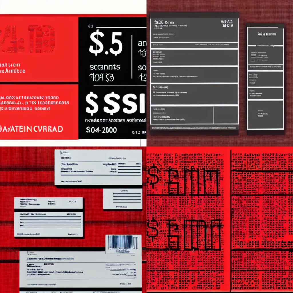 Prompt: a scan of the invoice over $15 for generating ai images with $15 written across it in big red letters