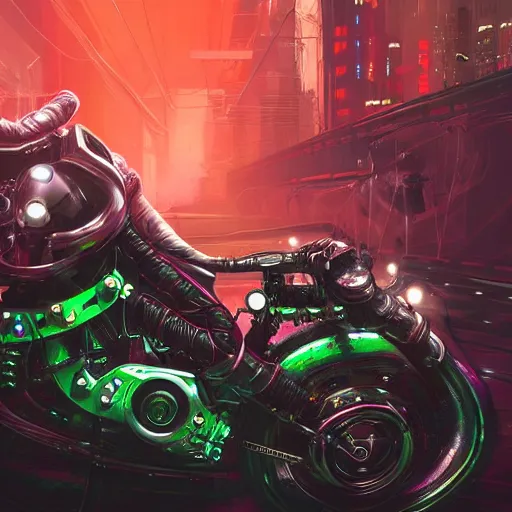 Image similar to cyberpunk acid trip on a futuristic motorcycle, hyper detailed, digital art, trending in artstation, cinematic lighting, studio quality.