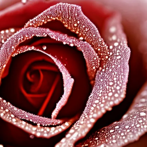 Image similar to dew on a rose, macro, highly detailed, photo