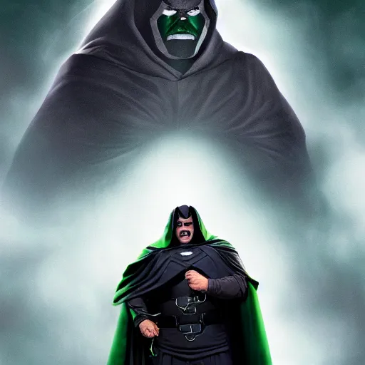 Prompt: jack black as doctor doom, marvel, photography, movie,