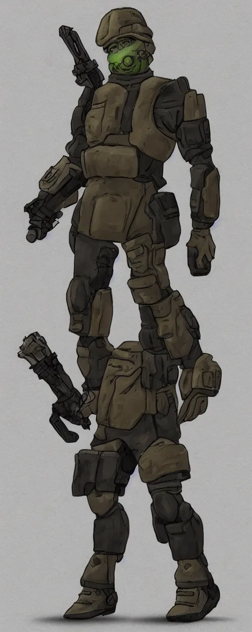 Prompt: scifi soldier in the style of sixmorevodka