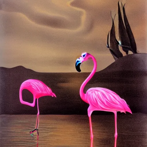 Image similar to flamingo salvador dali