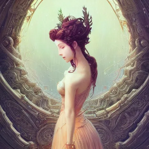Image similar to aerith gainsborough, intricate, elegant, highly detailed, smooth, sharp focus, award - winning, masterpiece, in the style of tom bagshaw, cedric peyravernay, peter mohrbacher, victo ngai, pinterest, 4 k hd illustrative wallpaper, chinese style
