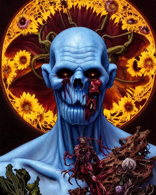 Image similar to the platonic ideal of flowers, rotting, insects and praying of cletus kasady ultimate carnage thanos dementor wild hunt doctor manhattan chtulu nazgul davinci, d & d, fantasy, ego death, detailed, intricate, hyperrealism, intense, scary, decay, dmt, art by artgerm and greg rutkowski and alphonse mucha