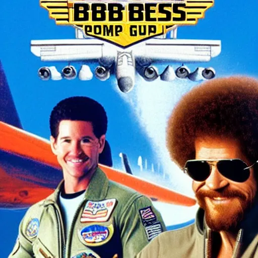 Image similar to bob ross top gun