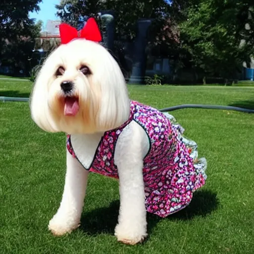 Image similar to a dog wearing a dress