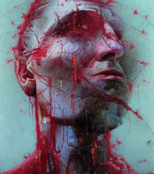 Image similar to A painting of Niziolowski in a style of Beksinski.