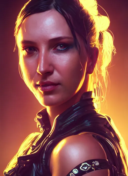 Prompt: portrait of Lesley Nilsen as a character in arabian Cyberpunk 2077, looking at camera, intricate, dystopian, sci-fi, extremely detailed, digital painting, artstation, concept art, smooth, sharp focus, illustration, intimidating lighting, incredible art by artgerm and greg rutkowski and alphonse mucha and simon stalenhag