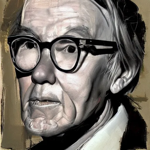 Image similar to ( ( ( portrait ) ) ) by jonathan yeo!!!!! of andy warhol