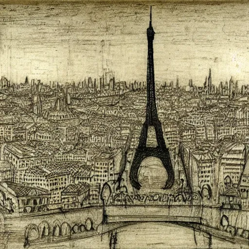 Image similar to realistic sketch of paris by leonardo da vinci