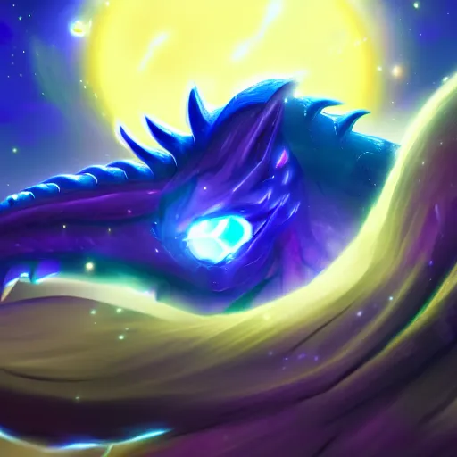 Image similar to aurelion sol dragon in the cosmos staring at the viewer, smooth digital art