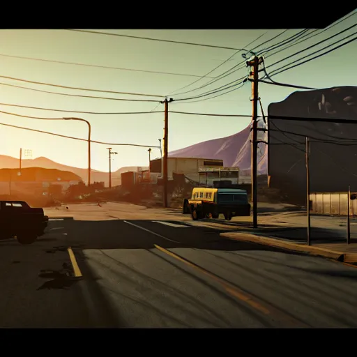 Image similar to breaking bad in gta v, global lighting, cinematic lighting, uhd.