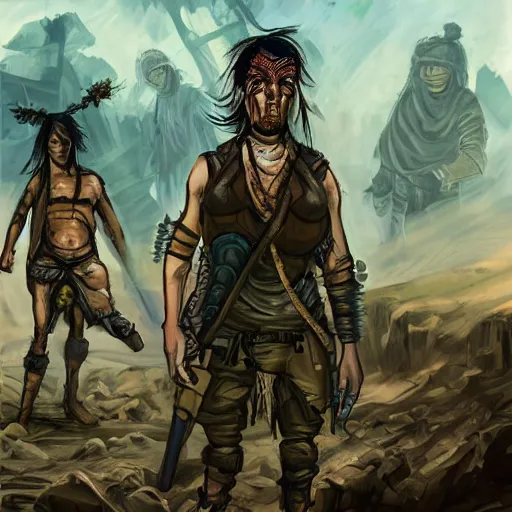 Image similar to post - apocalyptic tribe people