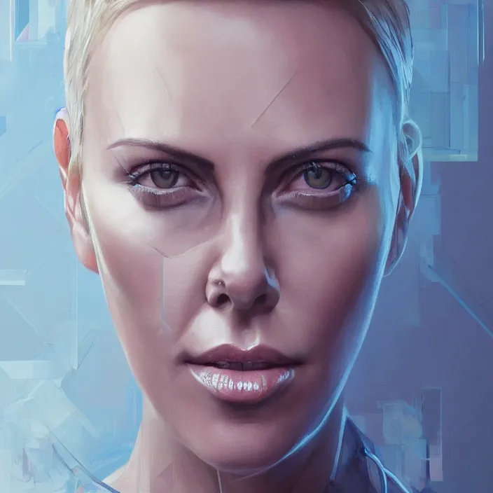 Image similar to portrait of charlize theron as a nurse. intricate abstract. intricate artwork. by tooth wu, wlop, beeple, dan mumford. octane render, trending on artstation, greg rutkowski very coherent symmetrical artwork. cinematic, hyper realism, high detail, octane render, 8 k, iridescent accents