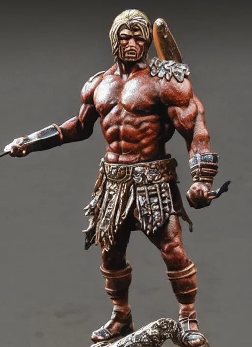 Prompt: Fine Image on the store website, eBay, Full body, 80mm resin detailed miniature of a muscular warrior