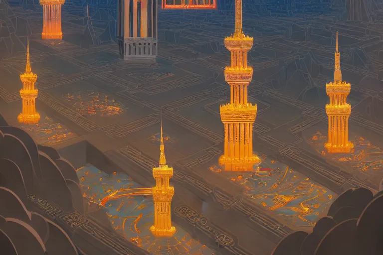 Image similar to praying in mecca by paolo eleuteri serpieri and tomer hanuka and chesley bonestell and daniel merriam and tomokazu matsuyama, unreal engine, high resolution render, featured on artstation, octane, 8 k, highly intricate details, vivid colors