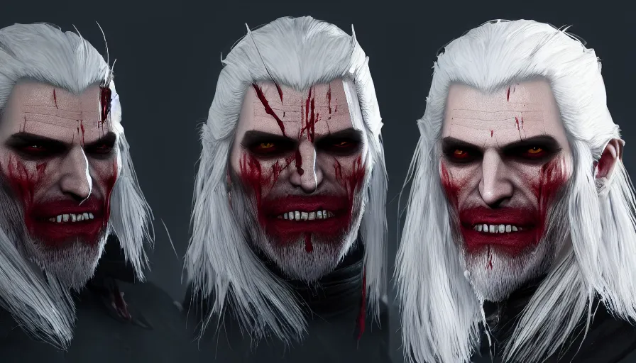 Image similar to a digital art portrait of vampire witcher character design from dark souls, blood mage paladin warlock inquisition character sheet, 4 k, ultra detail, volumetric lighting, unreal engine, octane render