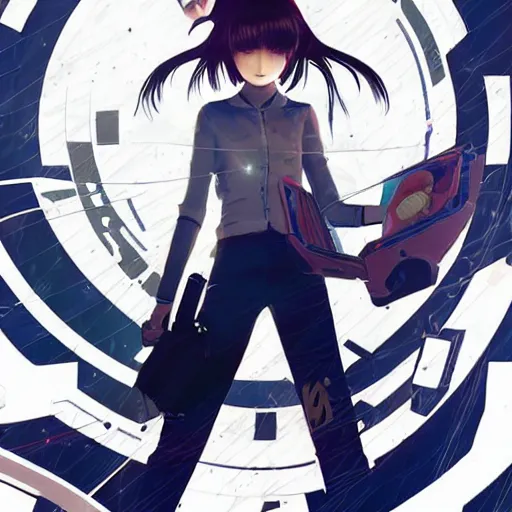 Image similar to Frequency indie album cover, luxury advertisement, white and navy colors. highly detailed post-cyberpunk sci-fi close-up schoolgirl in asian city in style of cytus and deemo, mysterious vibes, by Ilya Kuvshinov, by Greg Tocchini, nier:automata, set in half-life 2, beautiful with eerie vibes, very inspirational, very stylish, with gradients, surrealistic, postapocalyptic vibes, depth of filed, mist, rich cinematic atmosphere, perfect digital art, mystical journey in strange world, beautiful dramatic dark moody tones and studio lighting, shadows, bastion game, arthouse