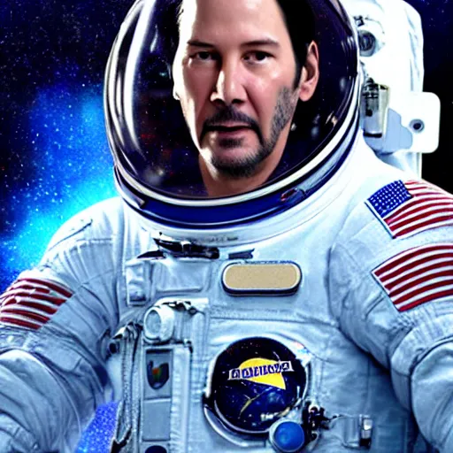 Prompt: keanu reeves in space with astronauts, instagram photo, full hd, 8 k, unreal engine, octane render, hyper detailed, hyper realistic, photorealistic