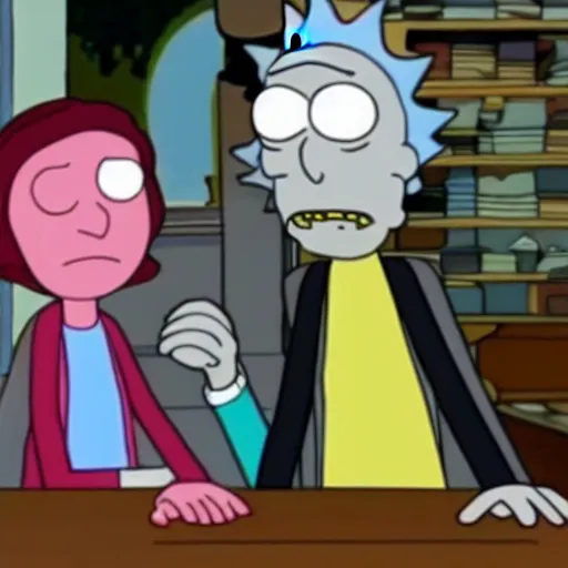 Prompt: photo of rick and morty as ventriloquist dolls