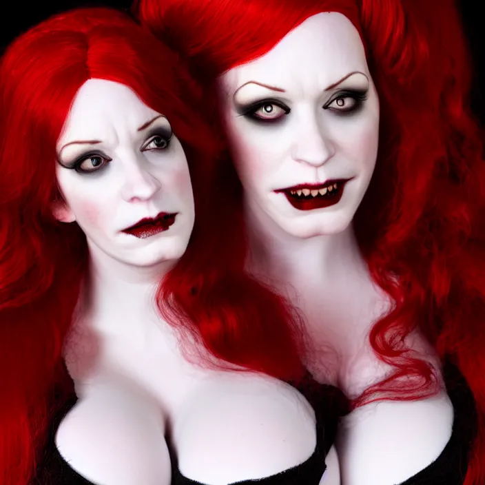 Image similar to full body photograph of a real-life christina hendricks vampire queen, Extremely detailed. 8k