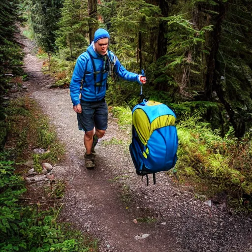 Image similar to hiker unloading the car before camping, style by etienne hebinger