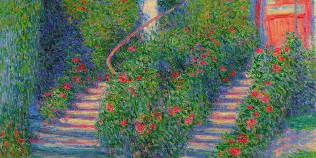 Prompt: couchstairs in the style of monet