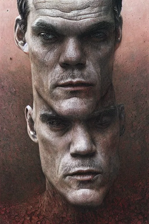 Prompt: portrait of Michael Shannon by Zdzislaw Beksinski